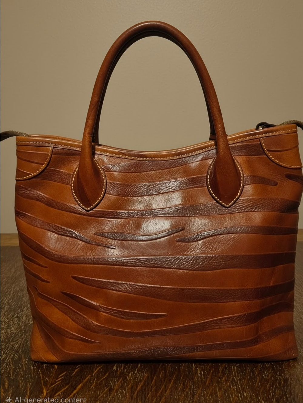 Dooney & Bourke Zebra Leather Satchel Cognac Brown - Picture 8 of 8